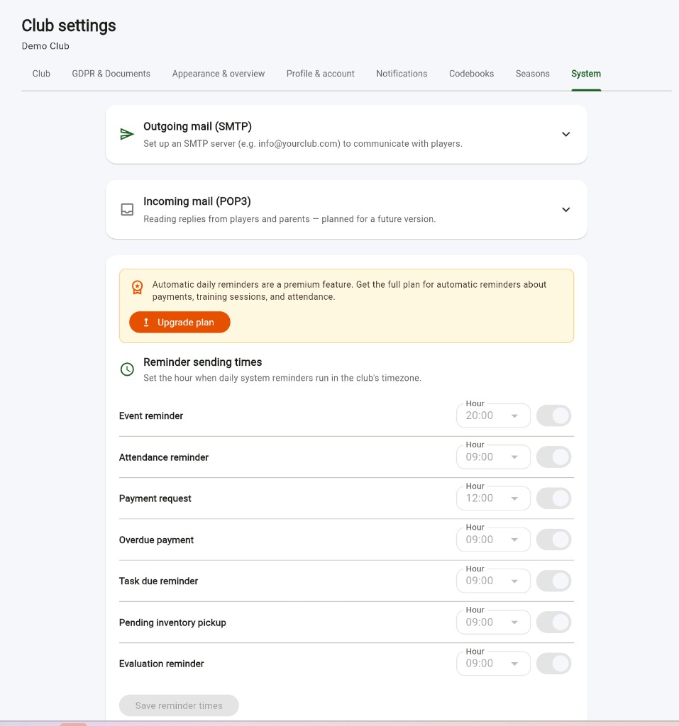 System settings